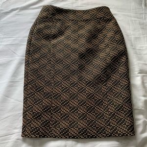 authentic burberry black and gold midi skirt